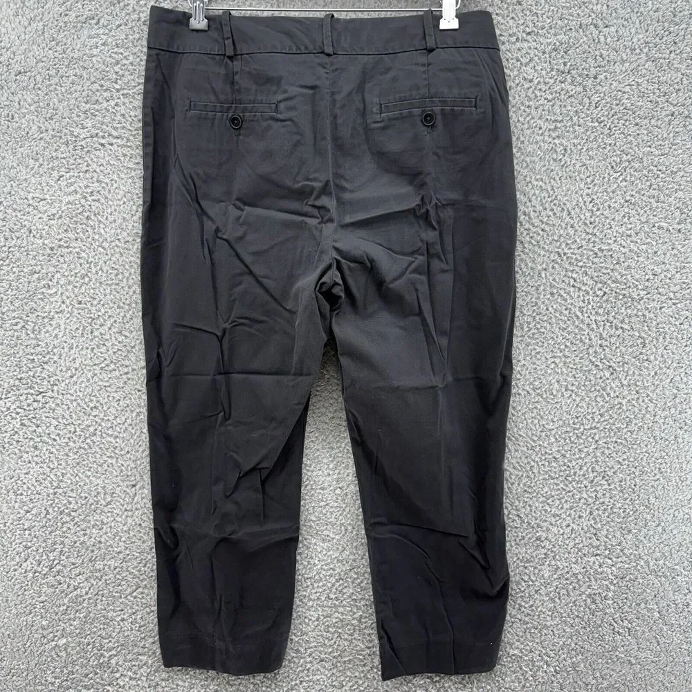 Talbots‎ Womens Pants Black Size 12 Curvy Cropped High Rise Stretch Slit Pocket